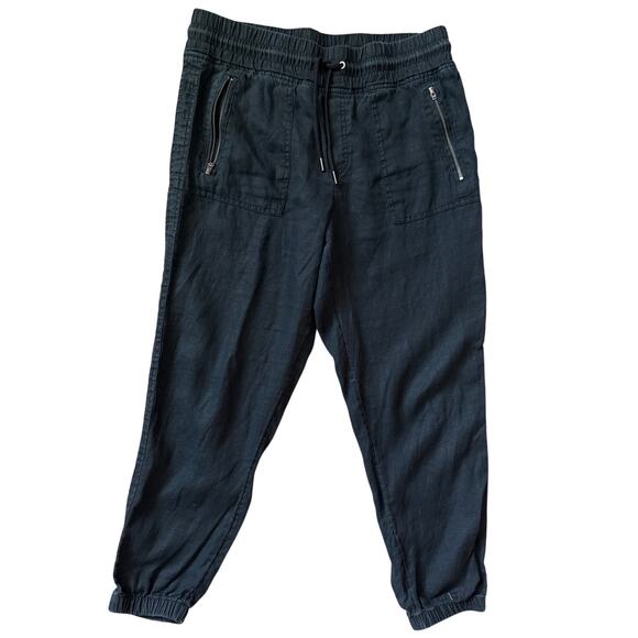 Athleta Cabo Linen Elastic Waist Drawstring Jogger Pants Black Size 10 - Picture 4 of 10